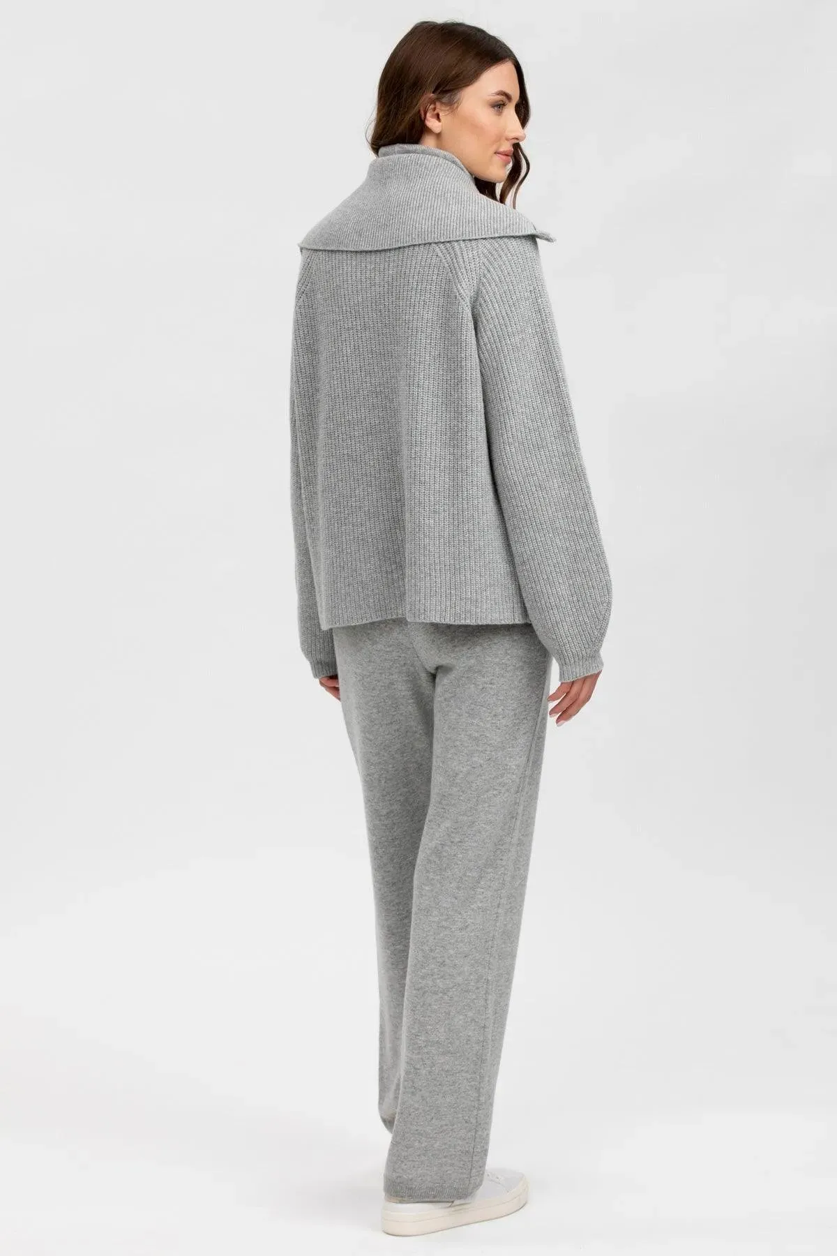 ZERMATT | Cardigan Grigio in Lana e Cashmere con Cerniera
